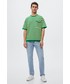 T-shirt - koszulka męska Mango Man t-shirt bawełniany Thor kolor zielony wzorzysty