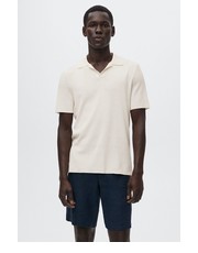 T-shirt - koszulka męska polo Lino męski kolor biały gładki - Answear.com Mango Man