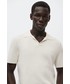 T-shirt - koszulka męska Mango Man polo Lino męski kolor biały gładki