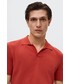 T-shirt - koszulka męska Mango Man polo Lino męski kolor czerwony gładki