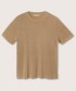 T-shirt - koszulka męska Mango Man t-shirt z domieszką lnu Lino kolor beżowy gładki