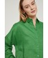 Koszula Medicine koszula lniana damska kolor zielony relaxed z kołnierzykiem klasycznym