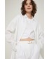Koszula Medicine koszula lniana damska kolor biały relaxed z kołnierzykiem klasycznym