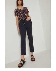 Spodnie spodnie damskie kolor granatowy fason chinos high waist - Answear.com Medicine