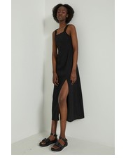 Sukienka sukienka z domieszką lnu kolor czarny midi prosta - Answear.com Medicine