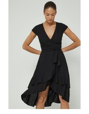 Sukienka sukienka z domieszką lnu kolor czarny mini rozkloszowana - Answear.com Medicine