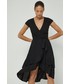 Sukienka Medicine sukienka z domieszką lnu kolor czarny mini rozkloszowana
