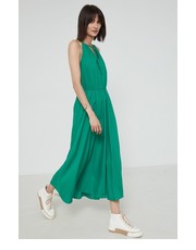 Sukienka sukienka z domieszką lnu kolor zielony maxi rozkloszowana - Answear.com Medicine