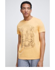 T-shirt - koszulka męska t-shirt bawełniany kolor pomarańczowy z nadrukiem - Answear.com Medicine