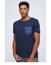 T-shirt - koszulka męska t-shirt bawełniany kolor granatowy gładki - Answear.com Medicine