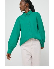 Koszula koszula bawełniana damska kolor zielony regular z kołnierzykiem klasycznym - Answear.com Only
