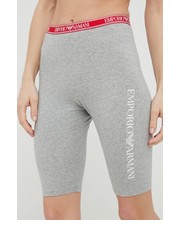 Spodnie szorty damskie kolor szary z nadrukiem medium waist - Answear.com Emporio Armani Underwear