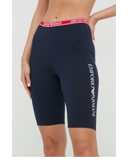 Spodnie szorty damskie kolor granatowy z nadrukiem medium waist - Answear.com Emporio Armani Underwear