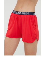Spodnie szorty damskie kolor czerwony gładkie high waist - Answear.com Emporio Armani Underwear
