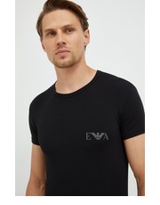 T-shirt - koszulka męska t-shirt (2-pack) męski kolor czarny z nadrukiem - Answear.com Emporio Armani Underwear