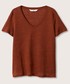 Bluzka Mango t-shirt Linito damski kolor bordowy