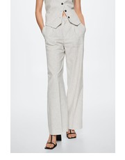 Spodnie spodnie z domieszką lnu Sherlock damskie kolor beżowy szerokie high waist - Answear.com Mango