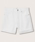 Spodnie Mango szorty jeansowe Mom80 damskie kolor biały gładkie high waist