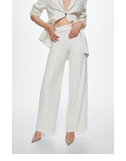 Spodnie spodnie Pleaty damskie kolor beżowy szerokie high waist - Answear.com Mango