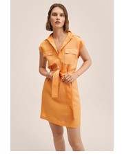 Sukienka sukienka lniana Pepper kolor pomarańczowy mini prosta - Answear.com Mango