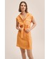 Sukienka Mango sukienka lniana Pepper kolor pomarańczowy mini prosta