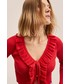 Sweter Mango kardigan moulin damski kolor czerwony lekki
