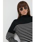 Sweter Silvian Heach sweter z domieszką wełny damski kolor czarny z półgolfem