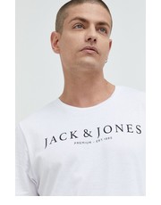 T-shirt - koszulka męska t-shirt bawełniany kolor biały z nadrukiem - Answear.com Jack & Jones