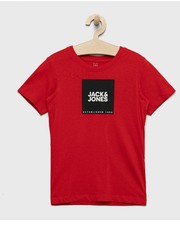 Koszulka t-shirt bawełniany dziecięcy kolor czerwony z nadrukiem - Answear.com Jack & Jones