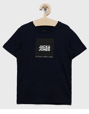 Koszulka t-shirt bawełniany dziecięcy kolor granatowy z nadrukiem - Answear.com Jack & Jones