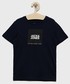 Koszulka Jack & Jones t-shirt bawełniany dziecięcy kolor granatowy z nadrukiem