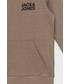 Bluza Jack & Jones bluza dziecięca kolor brązowy z kapturem z nadrukiem
