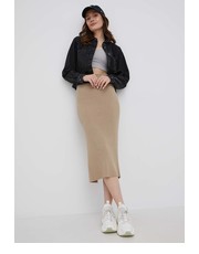 Spódnica spódnica z domieszką wełny kolor beżowy midi prosta - Answear.com Vero Moda
