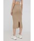 Spódnica Vero Moda spódnica z domieszką wełny kolor beżowy midi prosta