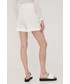 Spodnie Vero Moda szorty z domieszką lnu damskie kolor biały gładkie high waist
