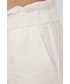 Spodnie Vero Moda szorty z domieszką lnu damskie kolor biały gładkie high waist