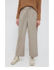 Spodnie spodnie damskie kolor beżowy szerokie high waist - Answear.com Vero Moda