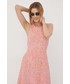 Sukienka Vero Moda sukienka kolor różowy midi rozkloszowana