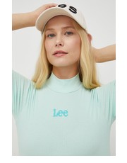 Bluzka t-shirt damski kolor zielony z półgolfem - Answear.com Lee