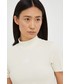 Bluzka Lee t-shirt damski kolor beżowy z półgolfem
