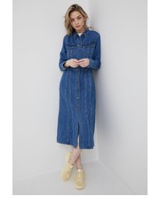 Sukienka sukienka jeansowa kolor granatowy midi rozkloszowana - Answear.com Lee