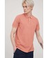 T-shirt - koszulka męska Lee polo bawełniane kolor pomarańczowy gładki