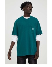 T-shirt - koszulka męska t-shirt bawełniany kolor zielony gładki - Answear.com Lee