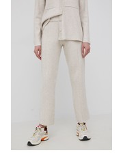 Spodnie spodnie damskie kolor beżowy proste high waist - Answear.com Vila
