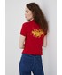 Bluzka Polo Ralph Lauren t-shirt damski kolor czerwony z kołnierzykiem