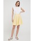 Spódnica Polo Ralph Lauren spódnica lniana kolor żółty mini rozkloszowana