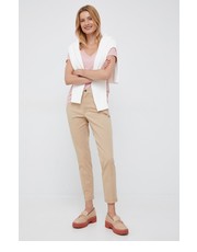 Spodnie spodnie damskie kolor beżowy dopasowane high waist - Answear.com Polo Ralph Lauren