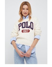 Sweter sweter bawełniany damski kolor beżowy - Answear.com Polo Ralph Lauren