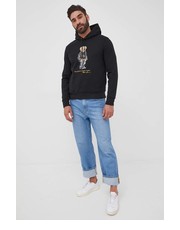 Bluza męska bluza męska kolor czarny z kapturem z nadrukiem - Answear.com Polo Ralph Lauren