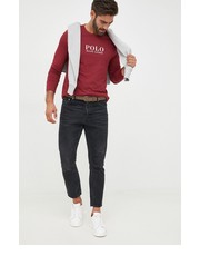 T-shirt - koszulka męska longsleeve bawełniany kolor bordowy z nadrukiem - Answear.com Polo Ralph Lauren